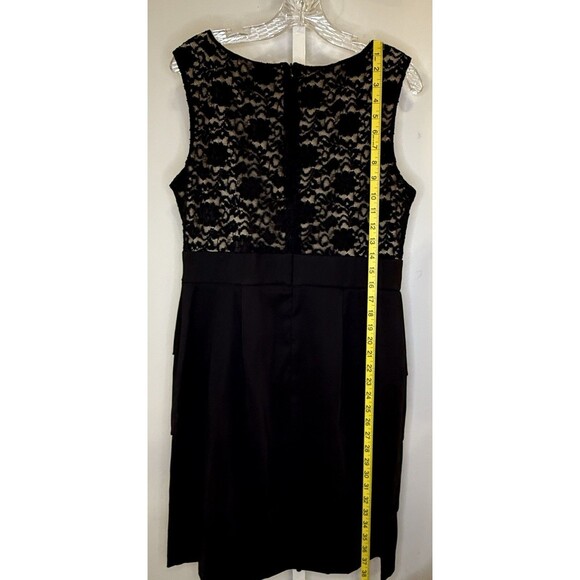 Connected Apparel Black Lace Overlay Tiered Sheath Dress Floral Rosette 12 - Picture 6 of 10